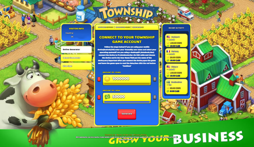hacks for township game android