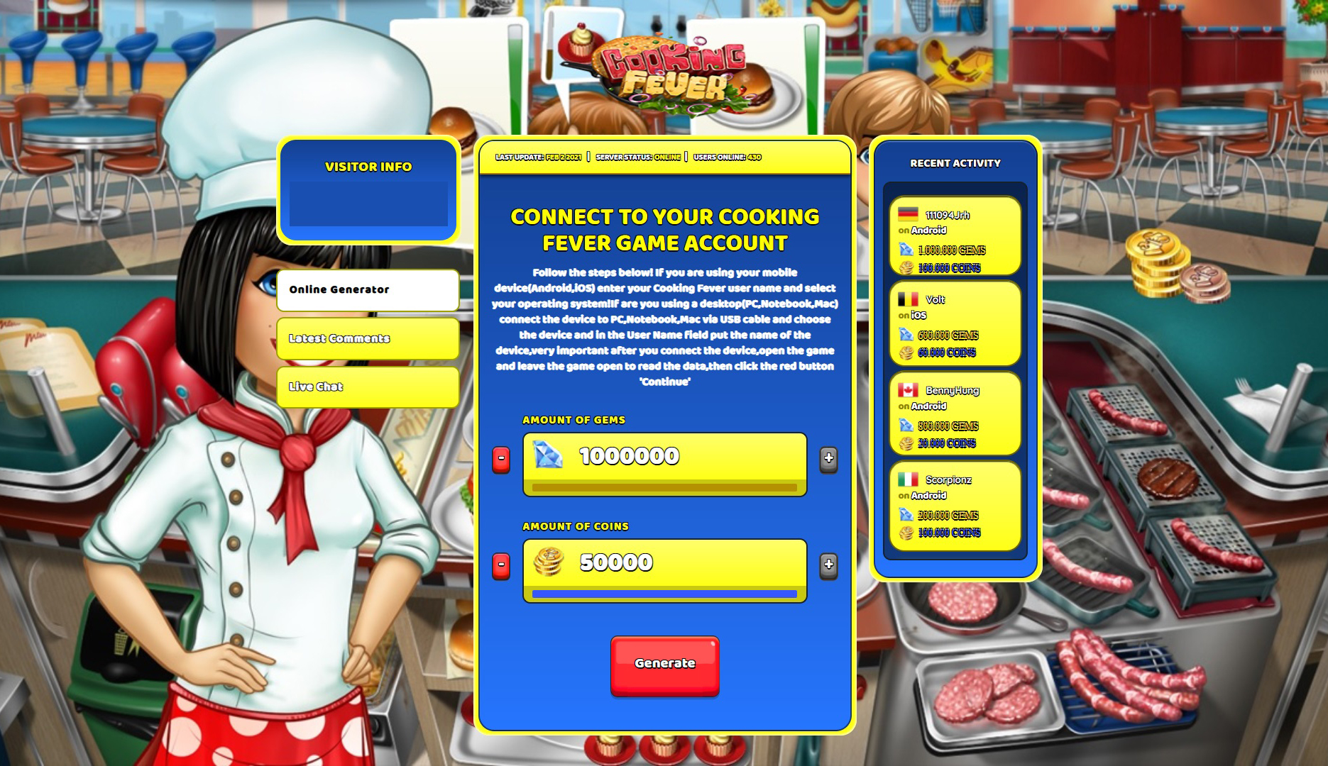 how to hack cooking fever in iexplore